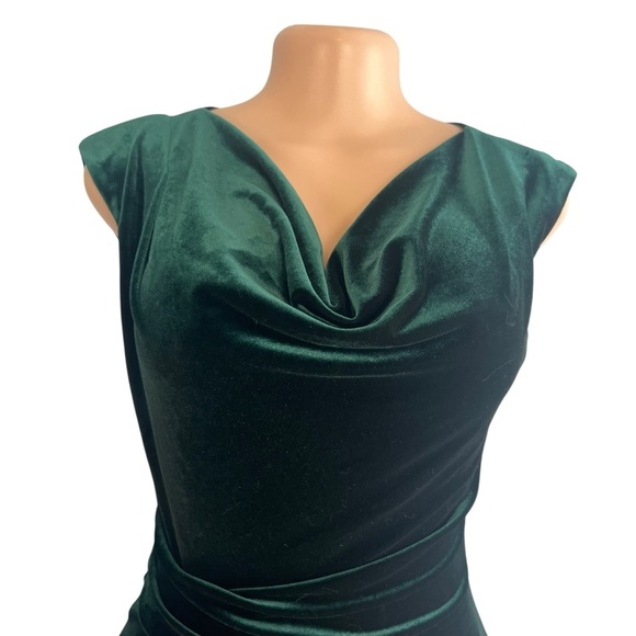 Vince Camuto Womens Velvet Midi Bodycon Dress Green - Picture 4 of 9